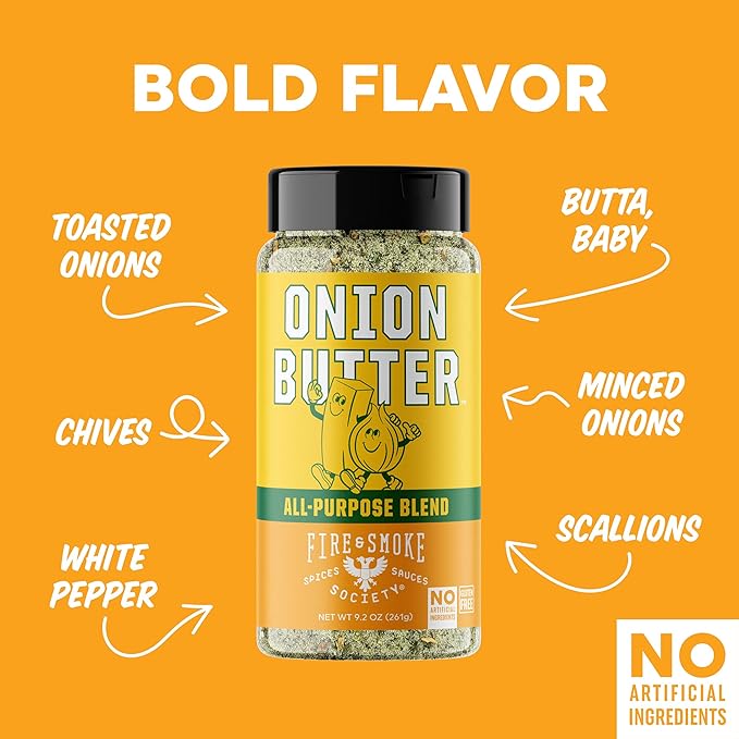 Fire & Smoke Society Onion Butter All Purpose Seasoning | BBQ Rubs for Smoking and Grilling |
