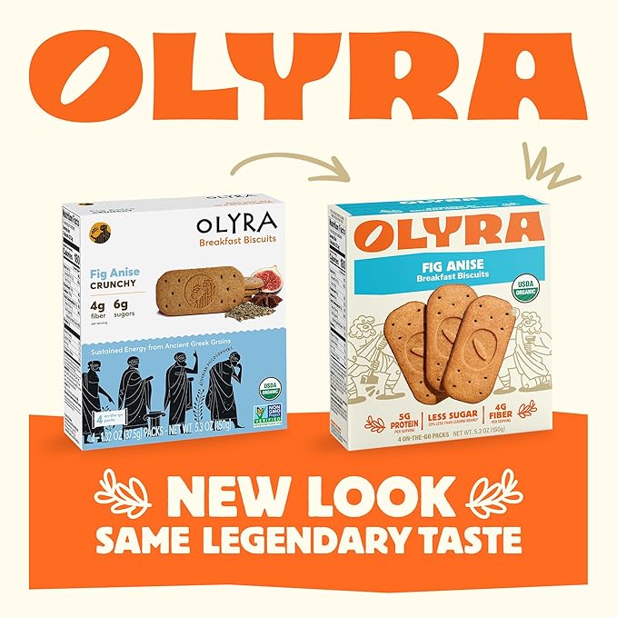 Olyra Organic Breakfast Biscuits - Fig Anise - Healthy Snacks for Adults - Office Snacks - Healthy