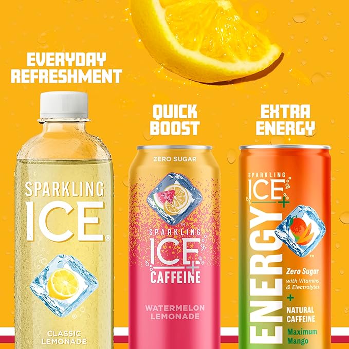 Sparkling Ice, Classic Lemonade Sparkling Water, Zero Sugar Flavored Water, with Vitamins and