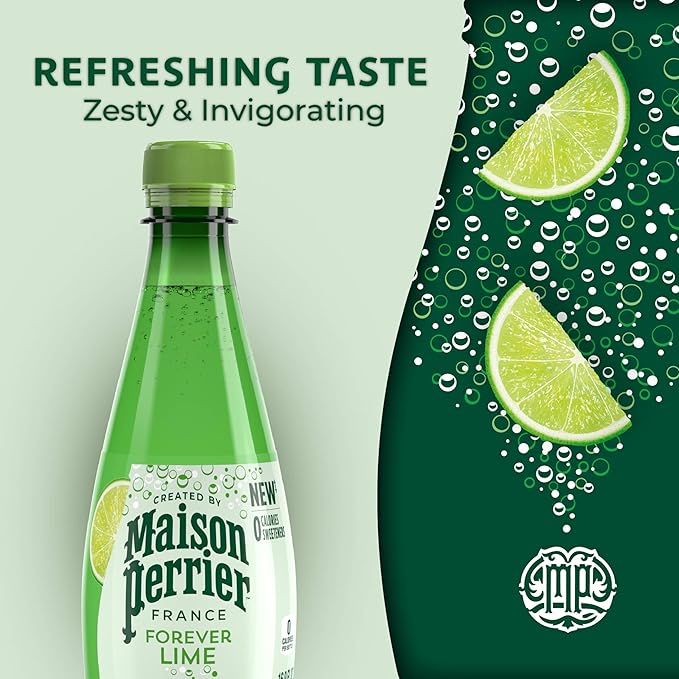 Maison Perrier Forever Lime Flavored Sparkling Water, 16.9 Fl Oz Plastic Water Bottles, 6 Count