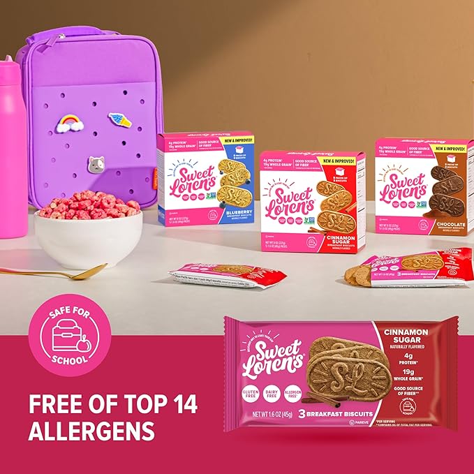 Sweet Loren's Vegan Breakfast Biscuits | Cinnamon Sugar | 4g Protein, 19g Whole Grains | Plant
