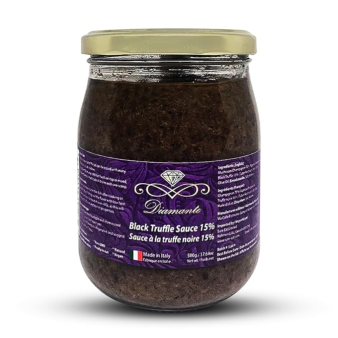 Diamante Italy Black Truffle Sauce with High 15% Black Truffle Content - Authentic Italian Gourmet