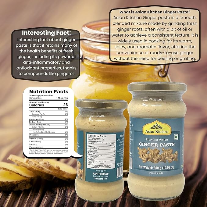 Asian Kitchen Ginger Cooking Paste 10.5oz (300g) Glass Jar ~ Vegan | Gluten Free | NON-GMO | No