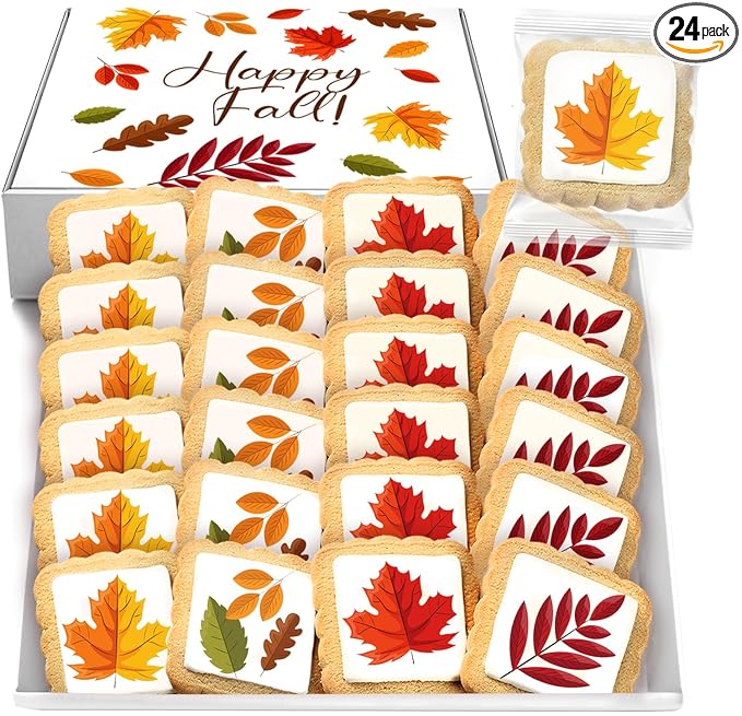 Fall Leaf Cookies Individually Wrapped Leaves themed Theme 24 Pack Bulk for Fall Time