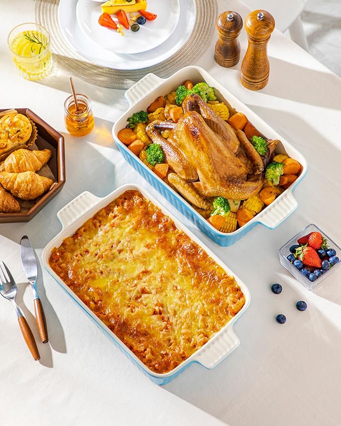 MALACASA 4.4 QT Baking Dish, 9x13 Large Casserole Dish for Oven, Ceramic Baking Pan, Rectangular