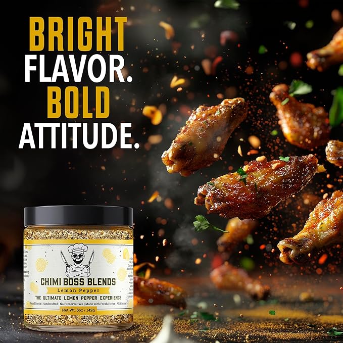 Lemon Pepper Seasoning by Chimi Boss Blends, 5oz ??Bold Zesty Citrus & Cracked Pepper Spice Blend