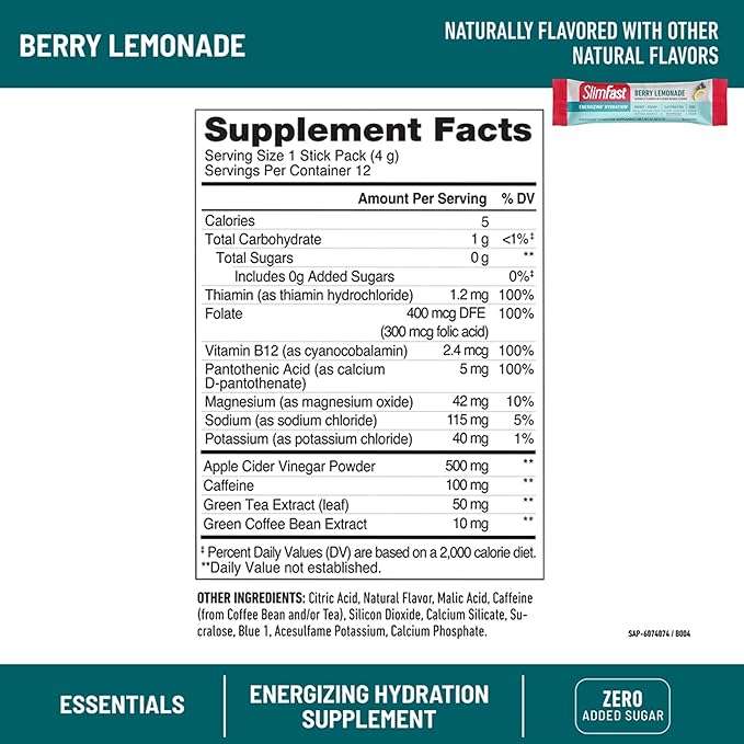 SlimFast High Protein Fruit Powder, Triple Berry Vanilla, Protein Powder Meal Replacement, 21