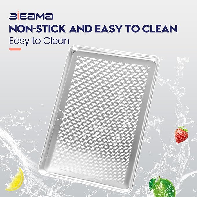 6 Pack Full Size 18" x 26" Aluminum Baking Sheet Pan Perforated, Commercial Bakery Equipment Cookie
