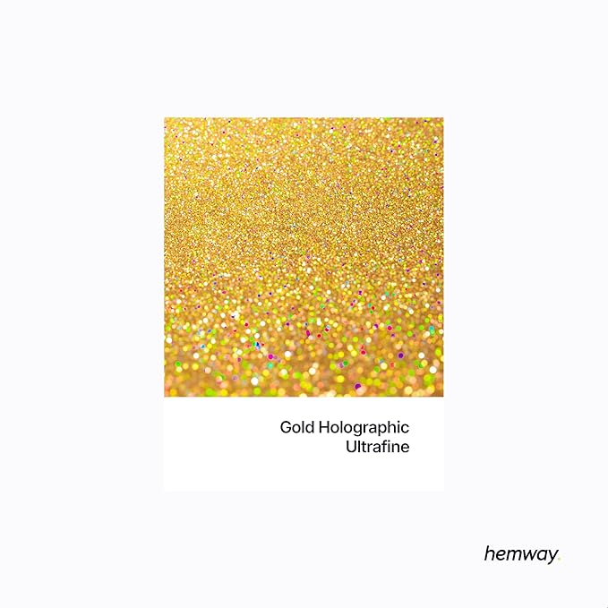 Hemway Premium Glitter Shaker - Gold Holographic | Ultrafine Metallic Flake Sequins for Resin &