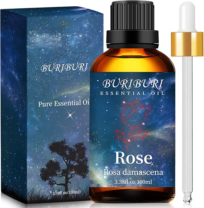 BURIBURI Rose Essential Oil 100ML Gifts Set 100% Pure Natural Undiluted Aromatherapy Rose Oil
