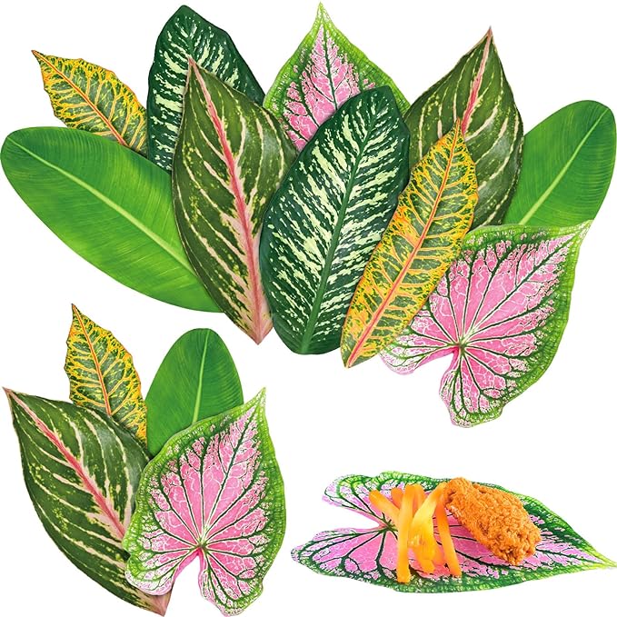 Kisston 50 Pcs Charcuterie Board Parchment Paper Tropical Leaves 8.7 Inch Paper Leaves for Cheese