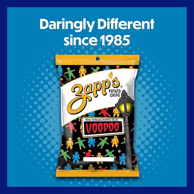 Zapp's New Orleans Voodoo Potato Chips, 42 Count - Crunchy, Gluten Free Snack with Salt, Vinegar