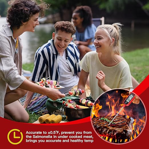 6 Pcs Instant Read Meat Thermometer with Long Probe 9.65 Inch Kitchen Cooking Food Candy Waterproof