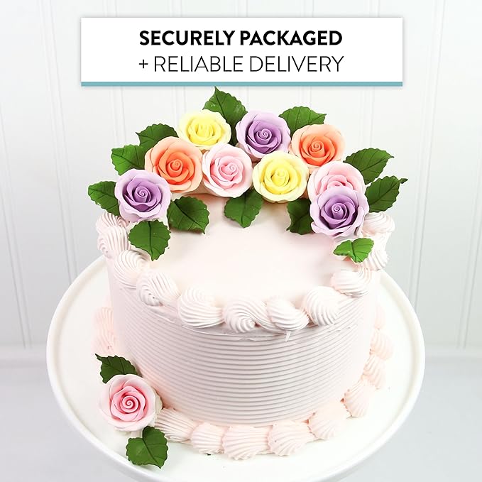 Global Sugar Art Premium Edible Roses, Assorted Spring Colors, Unwired, Medium 1.5 inches, 12 Count