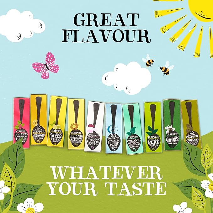 Clipper Tea: Organic Herbal & Green Tea Set, Gift Box – Tea Selection & Sampler with 5 Flavors