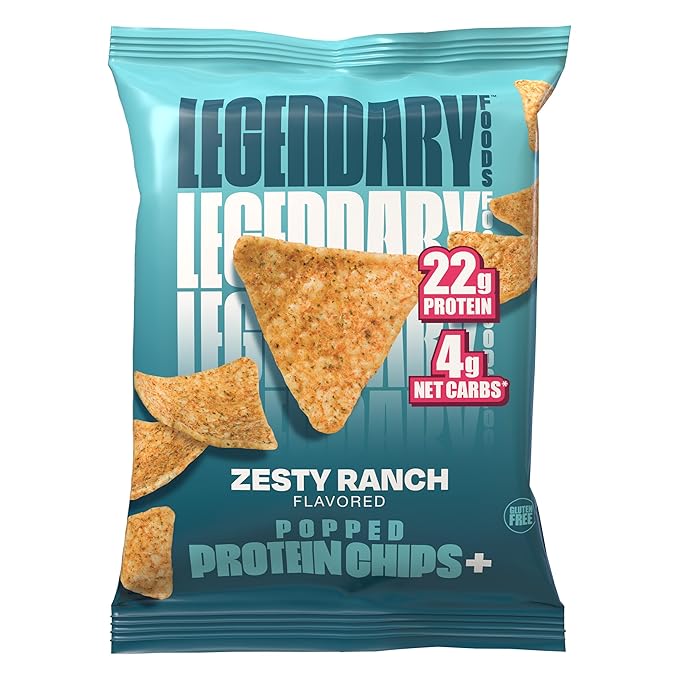 Legendary Foods Zesty Ranch Protein Chips – Popped Tortilla Style – 22g High Protein, 4g Net Carbs