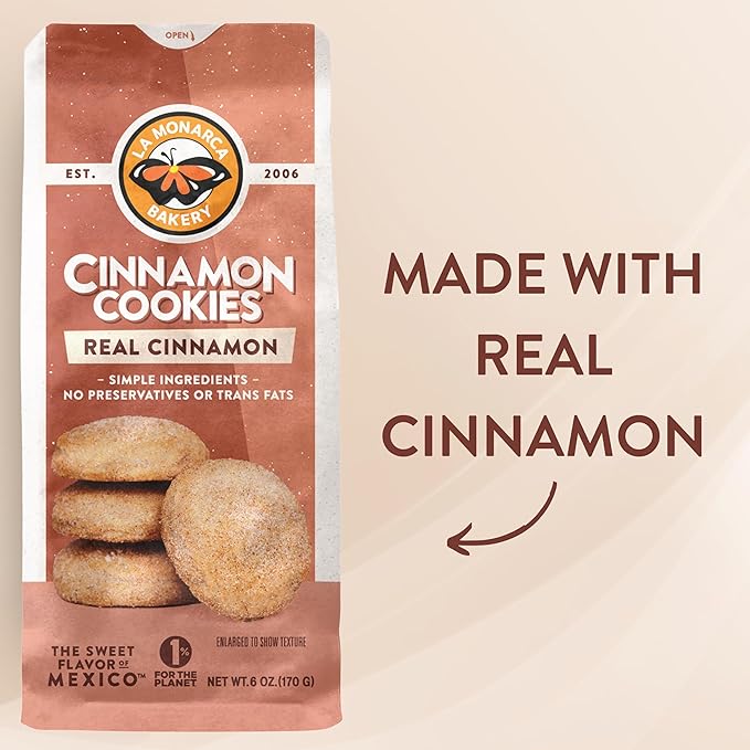 Cinnamon Cookies, 6 Ounce (Pack of 3), Mexican Shortbread Cookies Lightly Dusted with Cinnamon and