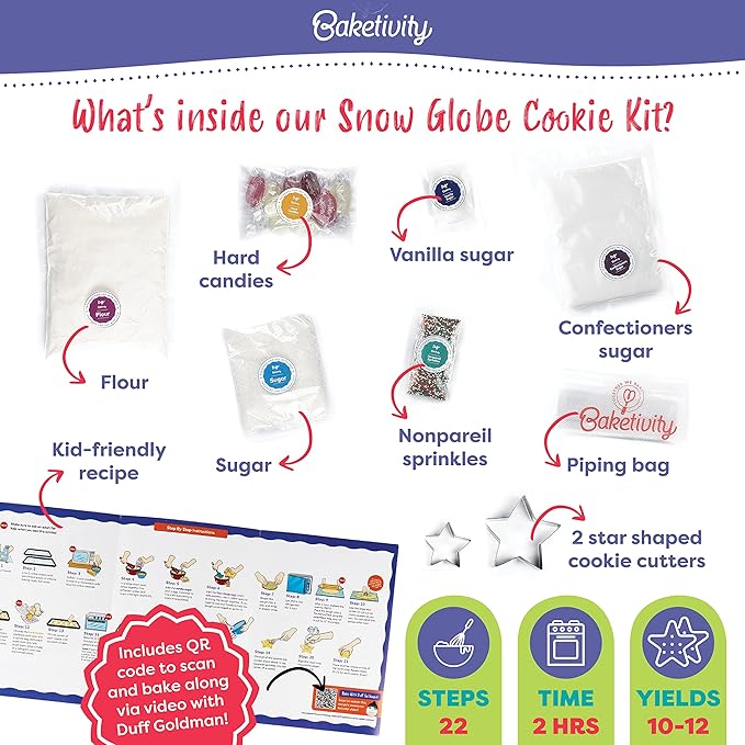 Baketivity Snow Globe Cookies Baking Kit - Duff Goldman Cooking Recipe - DIY Family Fun Cookie