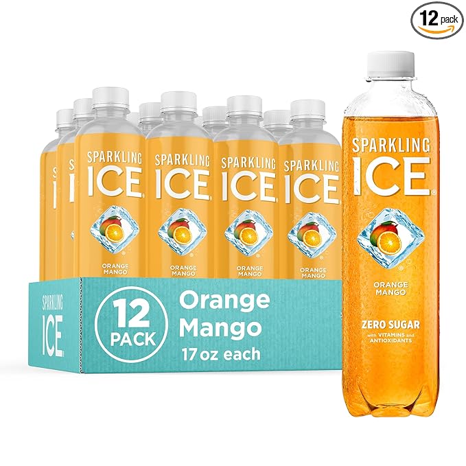 Sparkling Ice, Orange Mango Sparkling Water, Zero Sugar Flavored Water, with Vitamins and