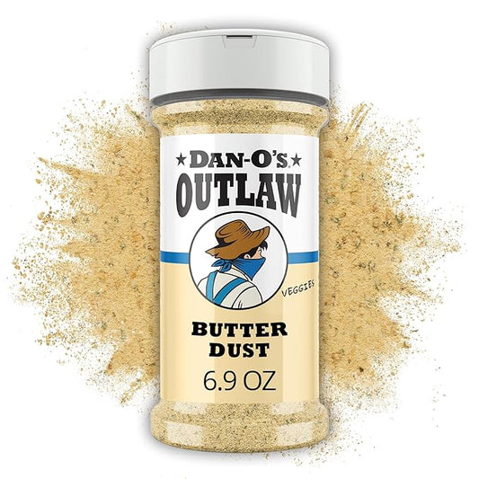Dan-O's Outlaws Butter Dust Seasoning, 6.9 oz Bottle, Buttery All Purpose Seasoning for Chicken