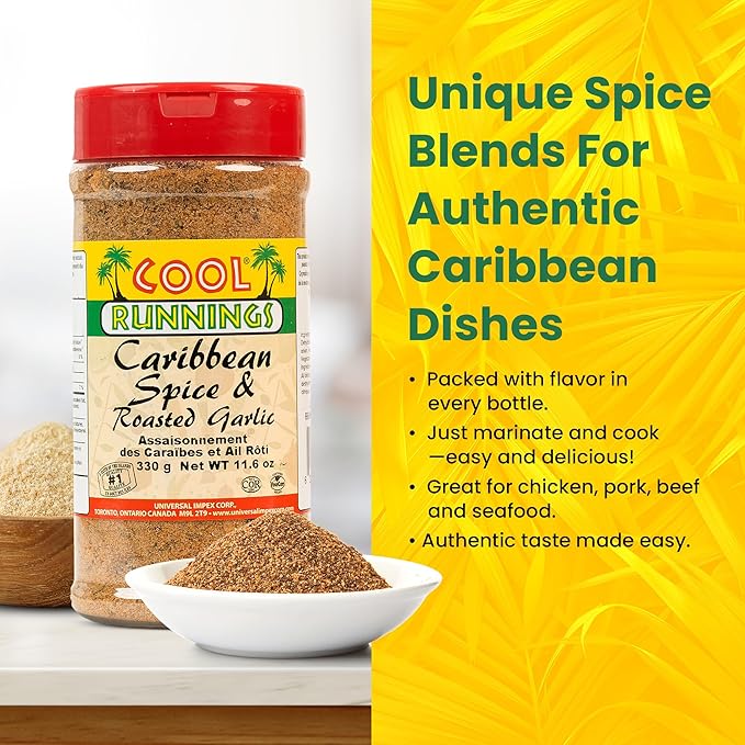 Cool Runnings Caribbean Spice & Roasted Garlic 330g - Used for Grilling, Roasting, and Marinating