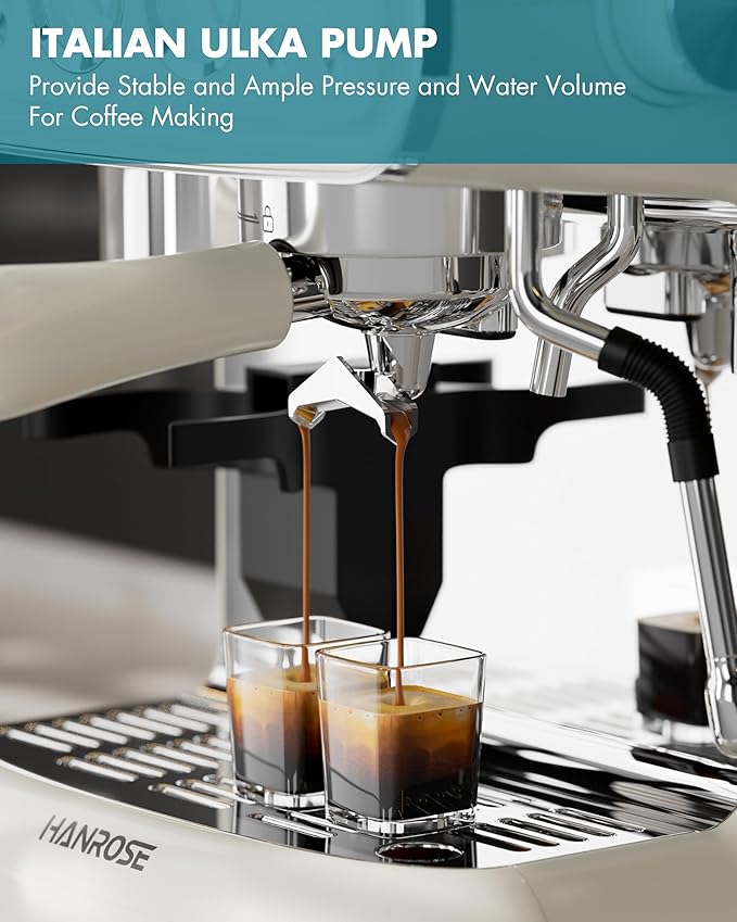 Espresso Machine With Grinder, 20 Bar Espresso Machine with Milk Frother Steam Wand, Espresso