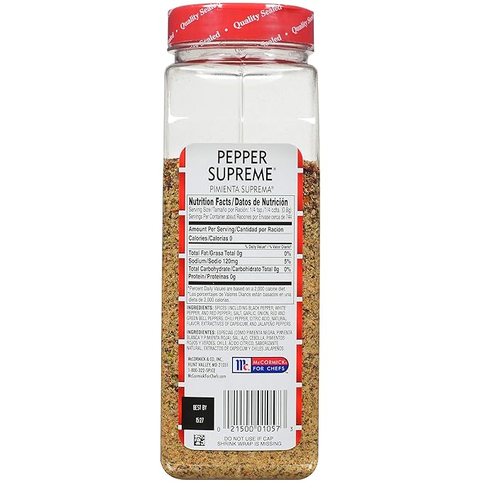 Lawry's Pepper Supreme Seasoning Blend, 21 oz - One 21 Ounce Container of Seven Pepper Seasoning