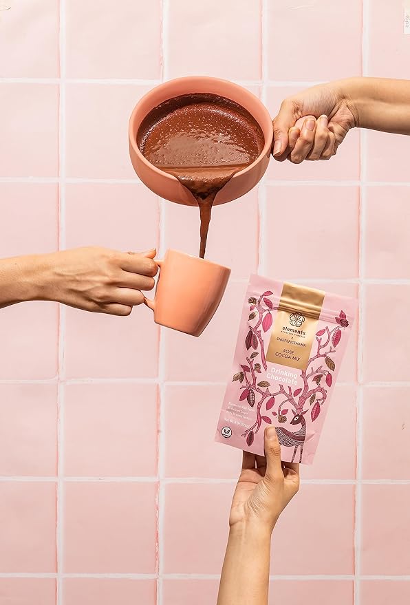 Elements Truffles Rose Essential Oil Hot Chocolate - Heavy Metal Tested- All-Natural, Handmade Hot