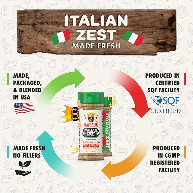 Italian Zest Seasoning Mix by Flavor God - Premium All Natural & Healthy Spice Blend for Salad