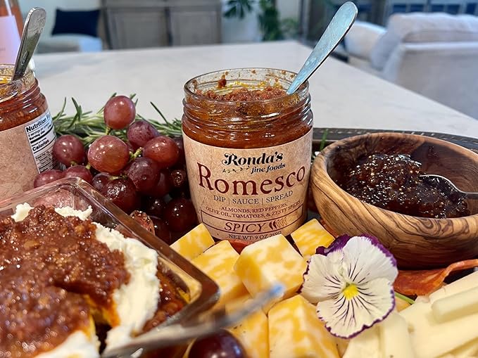 Spicy Romesco Dip, Spread, Sauce - Small-Batch with Almonds, Olive Oil, Red Peppers ??Red Sauce for