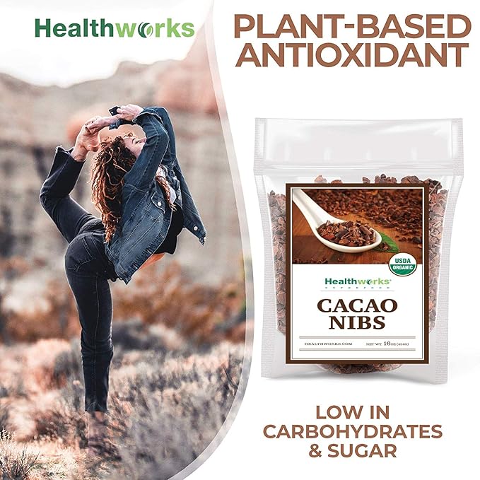 Healthworks Superfoods Cacao Nibs Organic - 16 Oz / 1 Lb - Criollo Bean - Raw Unsweetened Chocolate