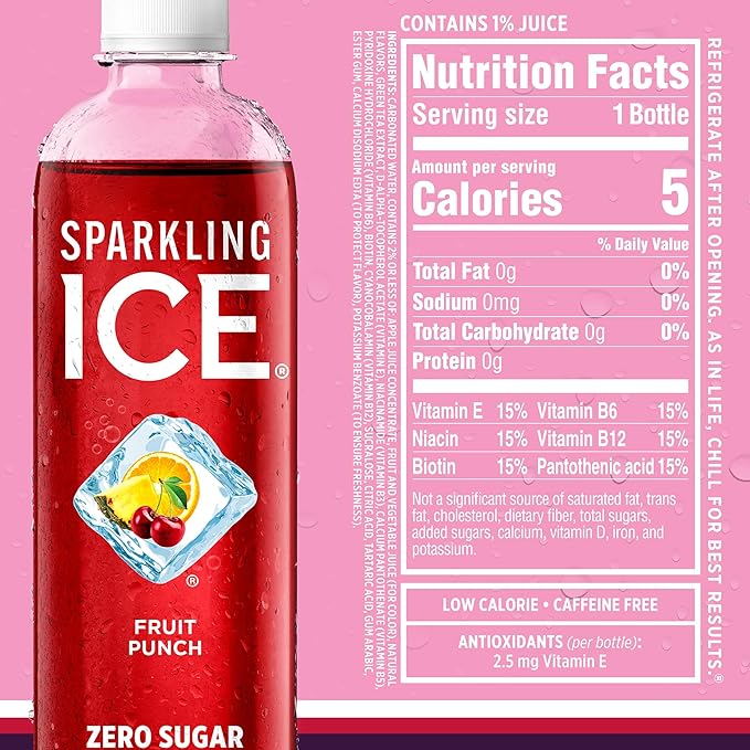 Sparkling Ice Pink Variety Pack, Flavored Sparkling Water, Zero Sugar, and Vitamins and