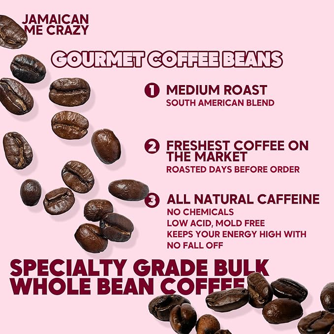 Sarasota Coffee Whole Bean Jamaican Me Crazy | Medium Roast Gourmet Flavored Coffee Beans | Low
