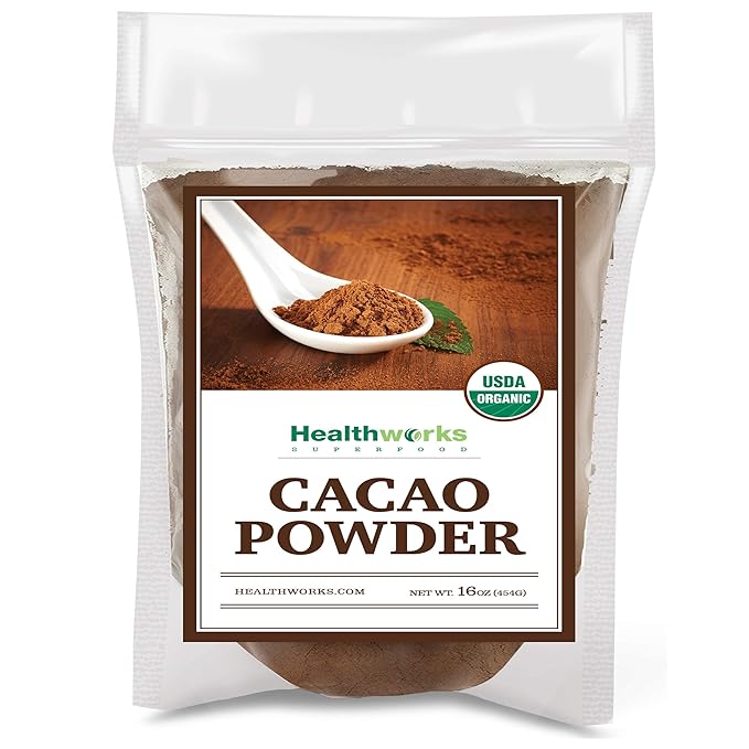 Healthworks Superfoods Organic Cacao Powder - 16 Oz / 1 Lb - Cocoa Chocolate Substitute - Rich