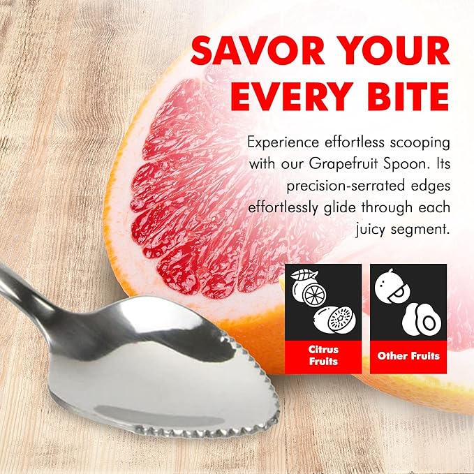 Chef Craft Select Serrated Grapefruit Spoon, 9 inch 2 piece set, Stainless Steel