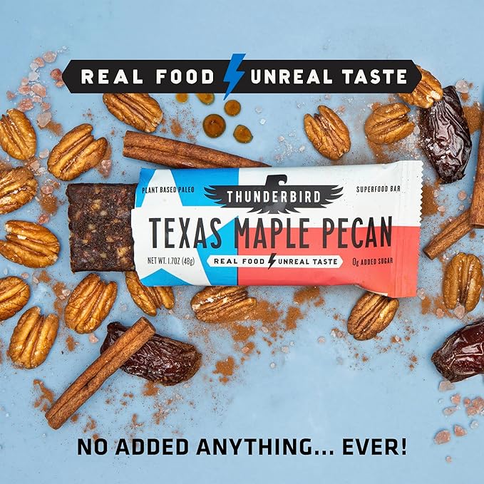 Thunderbird Bars Energy Snack, Gluten-Free with Protein, Healthy Real Food, Vegan Paleo Non-GMO, No
