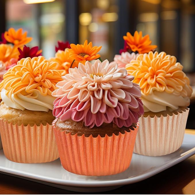Whaline 600Pcs Terracotta Cupcake Liners Fall Color Orange Baking Cups Gradient Color Cupcake