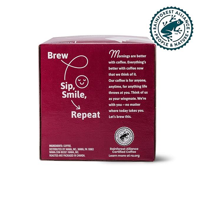 Wawa Colombian Medium Roast Single Cup Coffee Pods, 72 Pods, 6 Boxes, Medium Bodied Blend