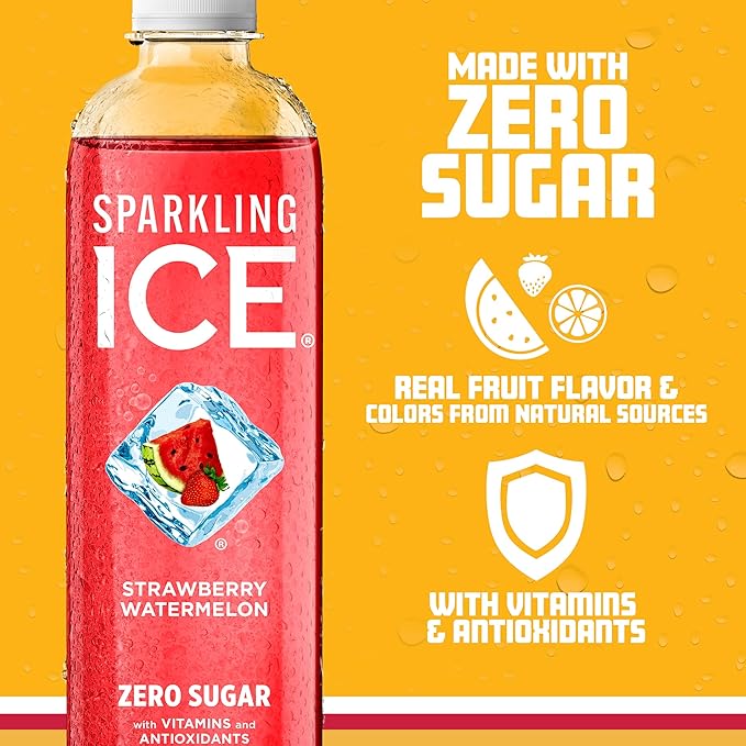 Sparkling Ice, Strawberry Watermelon Sparkling Water, Zero Sugar Flavored Water, with Vitamins and