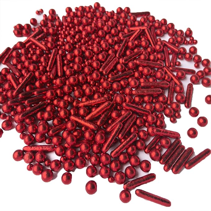 Sprinkles Red Pearl Sugar Candy Mix Size Baking Cake Decorations Cupcake Toppers Celebrations