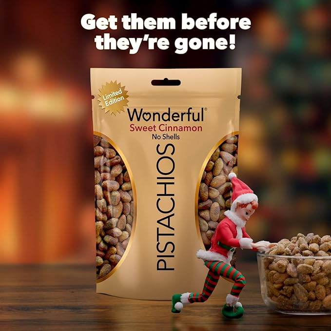 Wonderful Pistachios No Shells, Sweet Cinnamon Flavored Nuts, 5.5 Ounce Resealable Bag, Protein
