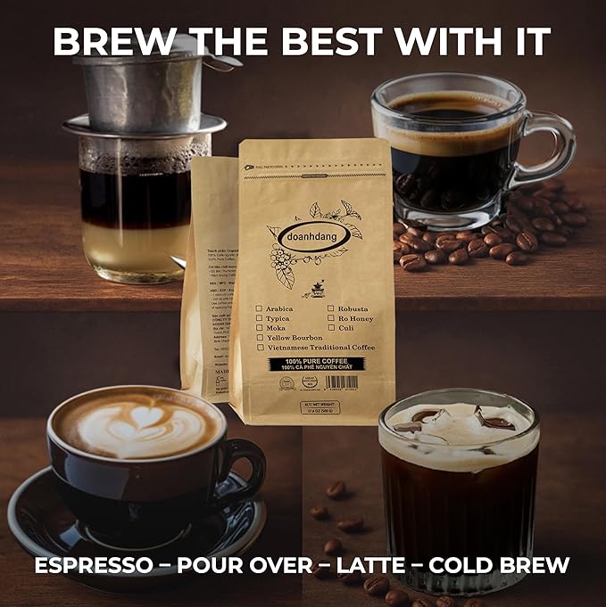 doanhdang - 17 Oz Premium Arabica Whole Bean Coffee, 100% Arabica Medium Roast, Rich Flavor for