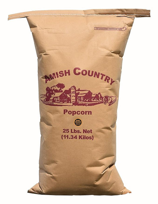 Amish Country Popcorn | 25 lb Bag | Baby Yellow Popcorn Kernels | Old Fashioned, Non-GMO and Gluten