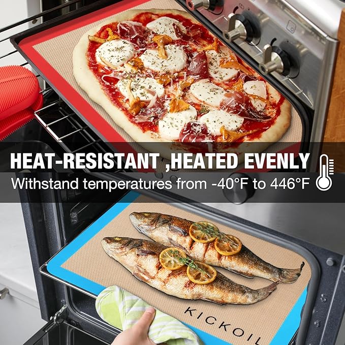 Small Silicone Baking Mats Quarter Sheet Non Stick Reusable Silicone Oven Liners, BPA Free, Food