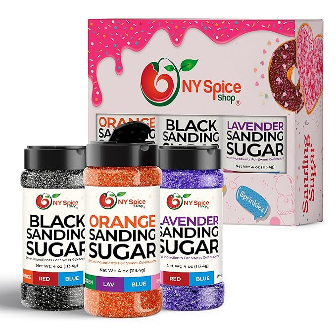NY Spice Shop Orange-Black-Lavender Sanding Sugar - Sweet Colorful Edible Sprinkles for Candy