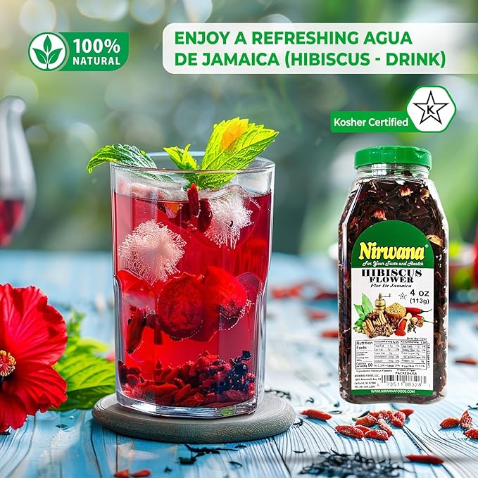 Premium Dried Hibiscus Flowers ??Whole Flower Petals for Herbal Infusions, Loose Leaf Blends, and