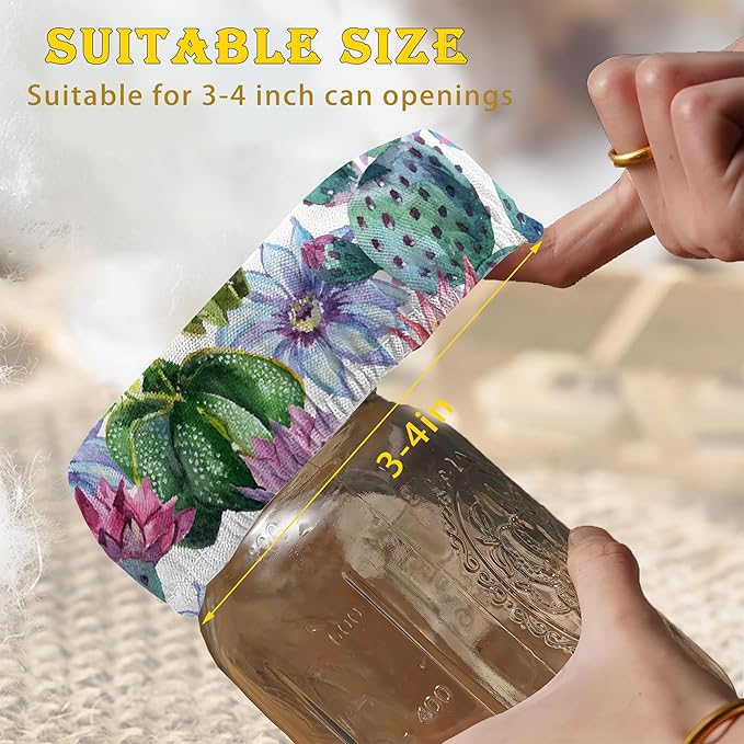 Cactus Flower Cloth Covers for Sourdough Starter Jars, Heat Preservation to Increase Fermentation