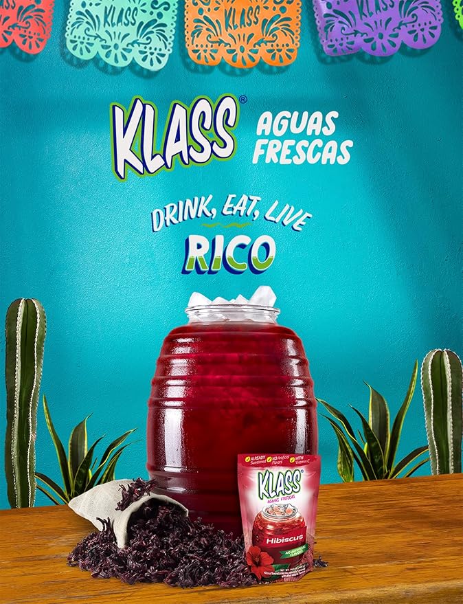 Klass Aguas Frescas |Drink Mix Hibiscus | Flavors From Natural Sources, No Artificial Flavors, With