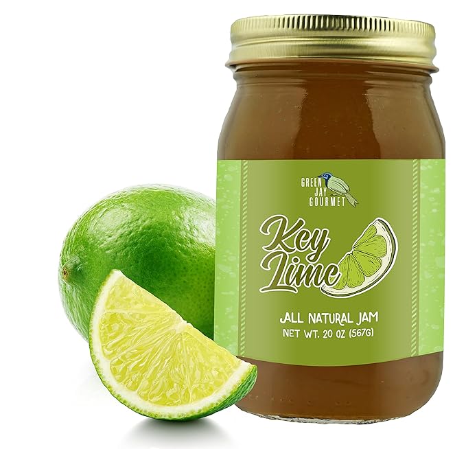 Green Jay Gourmet Key Lime Jam – All-Natural – Key Lime Pie Filling & Dessert Topping – Vegan