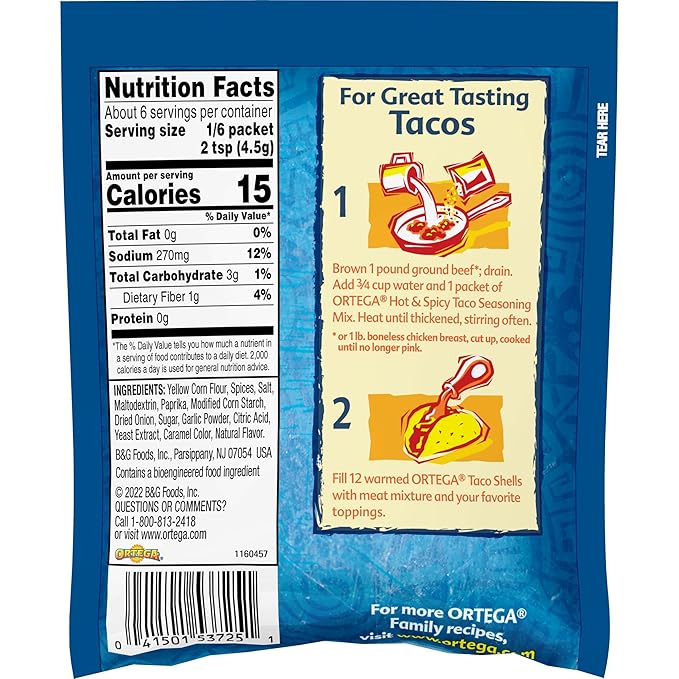 Ortega Taco Seasoning Mix, Hot, 1 Ounce